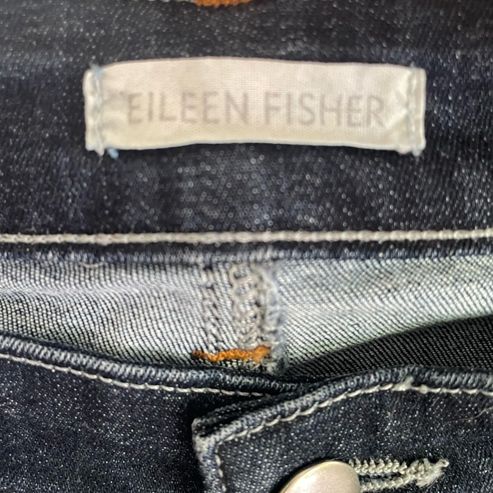 Eileen Fisher Dark Wash cropped organic cotton blend Jeans size 12 - Picture 2 of 7